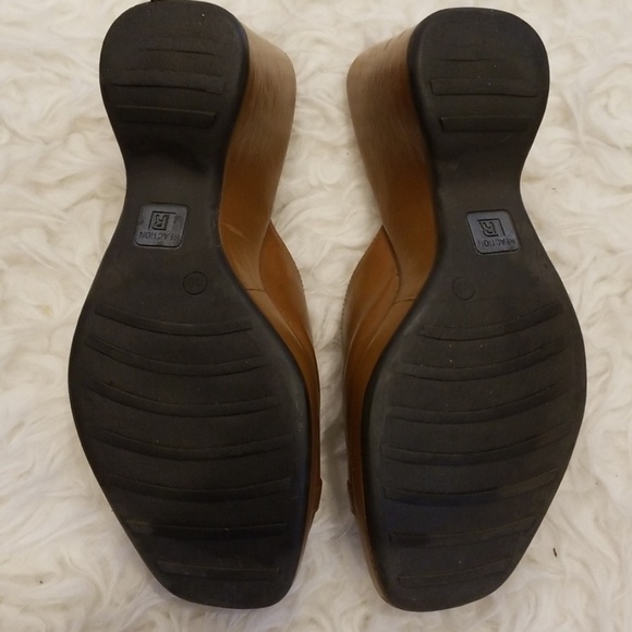 💕KENNETH COLE REACTION💕 Thed Late Show Platform Wedge Peep Toe Sandals 10 - Picture 4 of 8